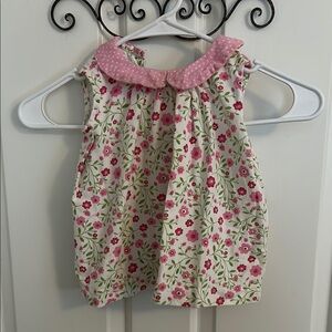 Floral Baby Dress with Pink Collar